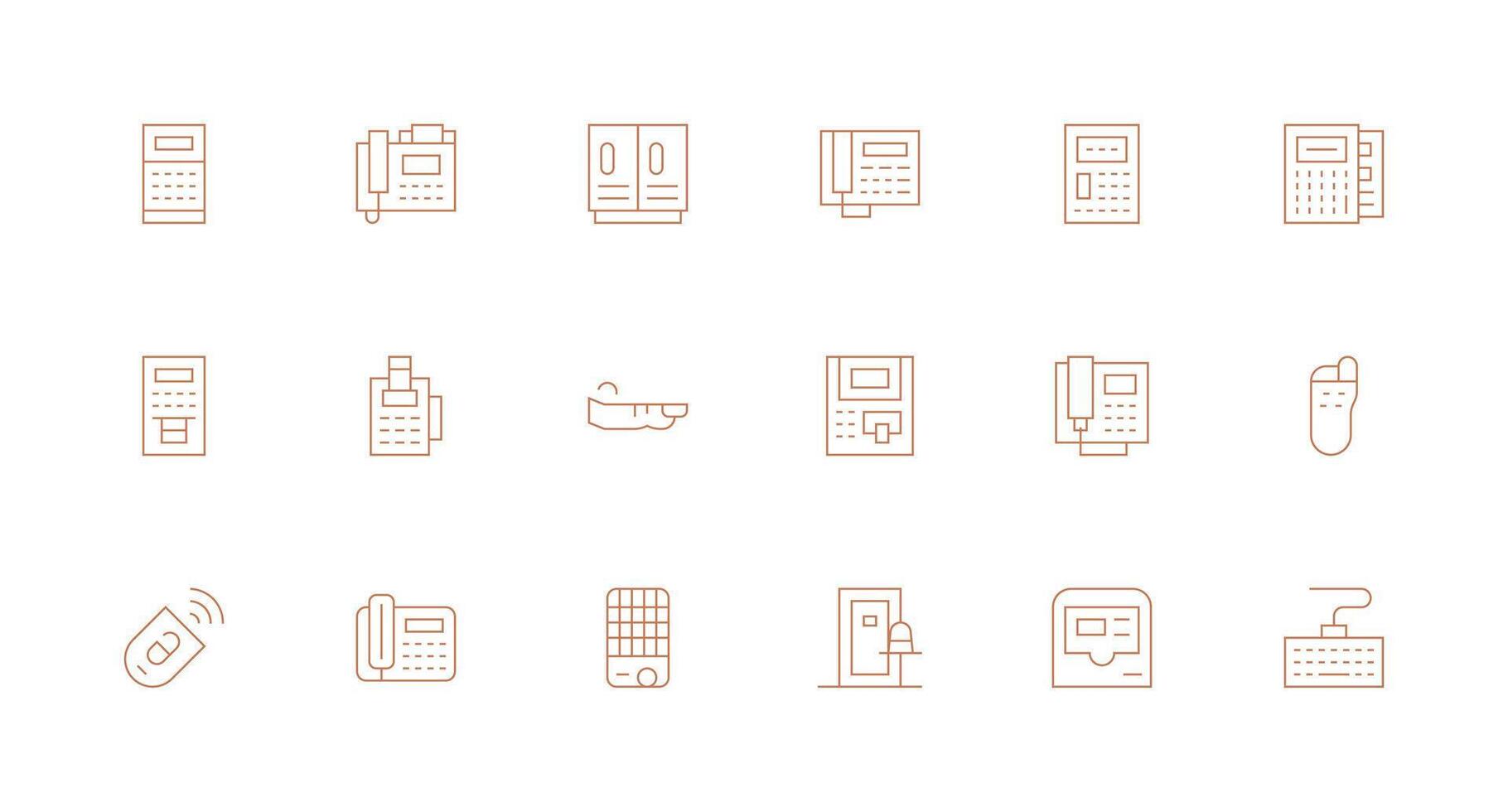 Keypad Design Icons featuring 18 in Minimal Line Style Functional Icon Series vector
