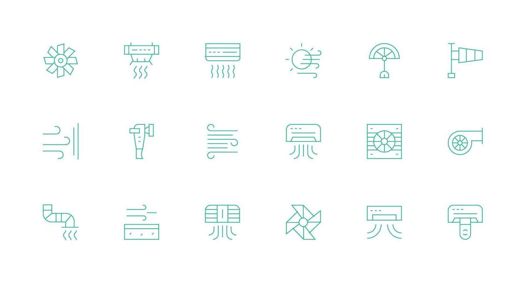 Minimal Line Style Airflow Icons with 18 Vectors Modern Line and Glyph Icon Series