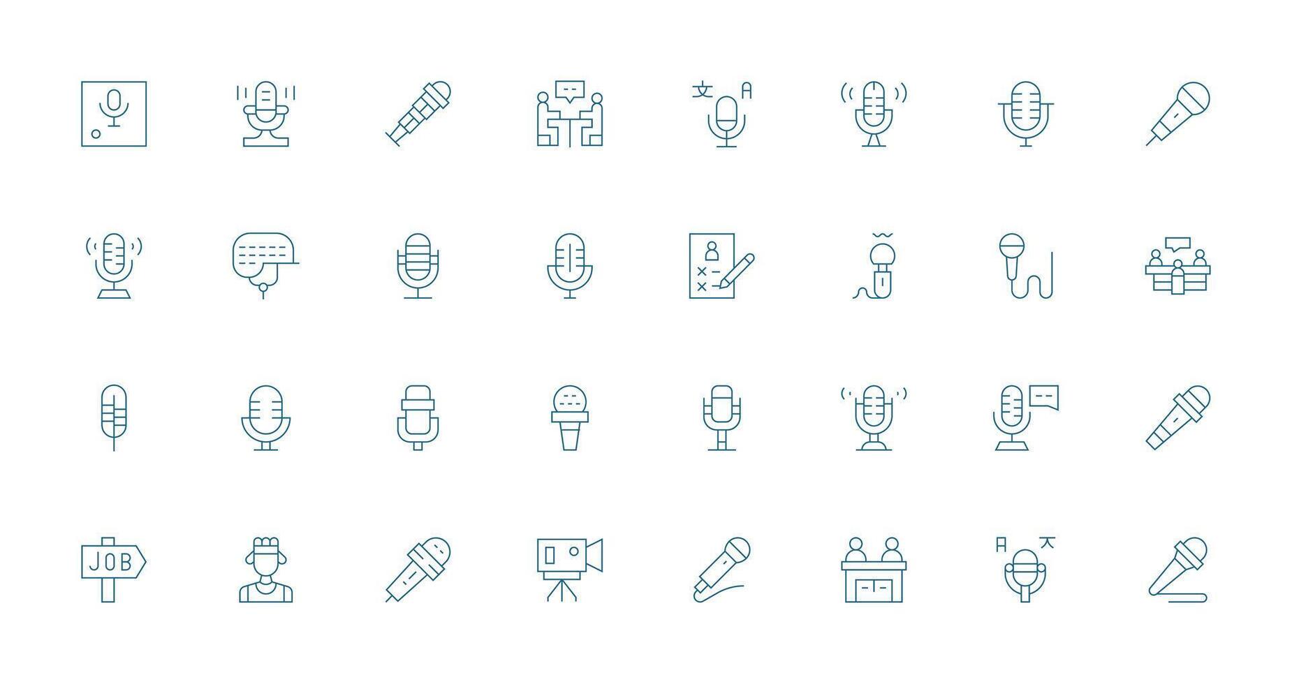 32 Thin Line Style Icons from Interview Collection Clean Icon Set Icon Pack for UI Projects vector