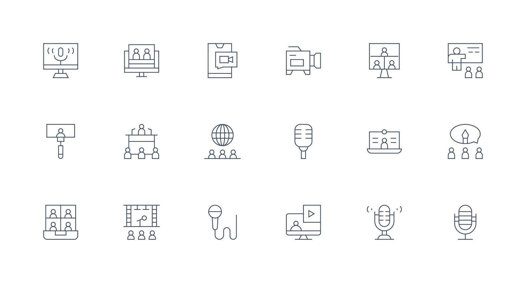 18 Minimal Line Icons for Webinar Graphics Design Ready Icon Set for Teams vector