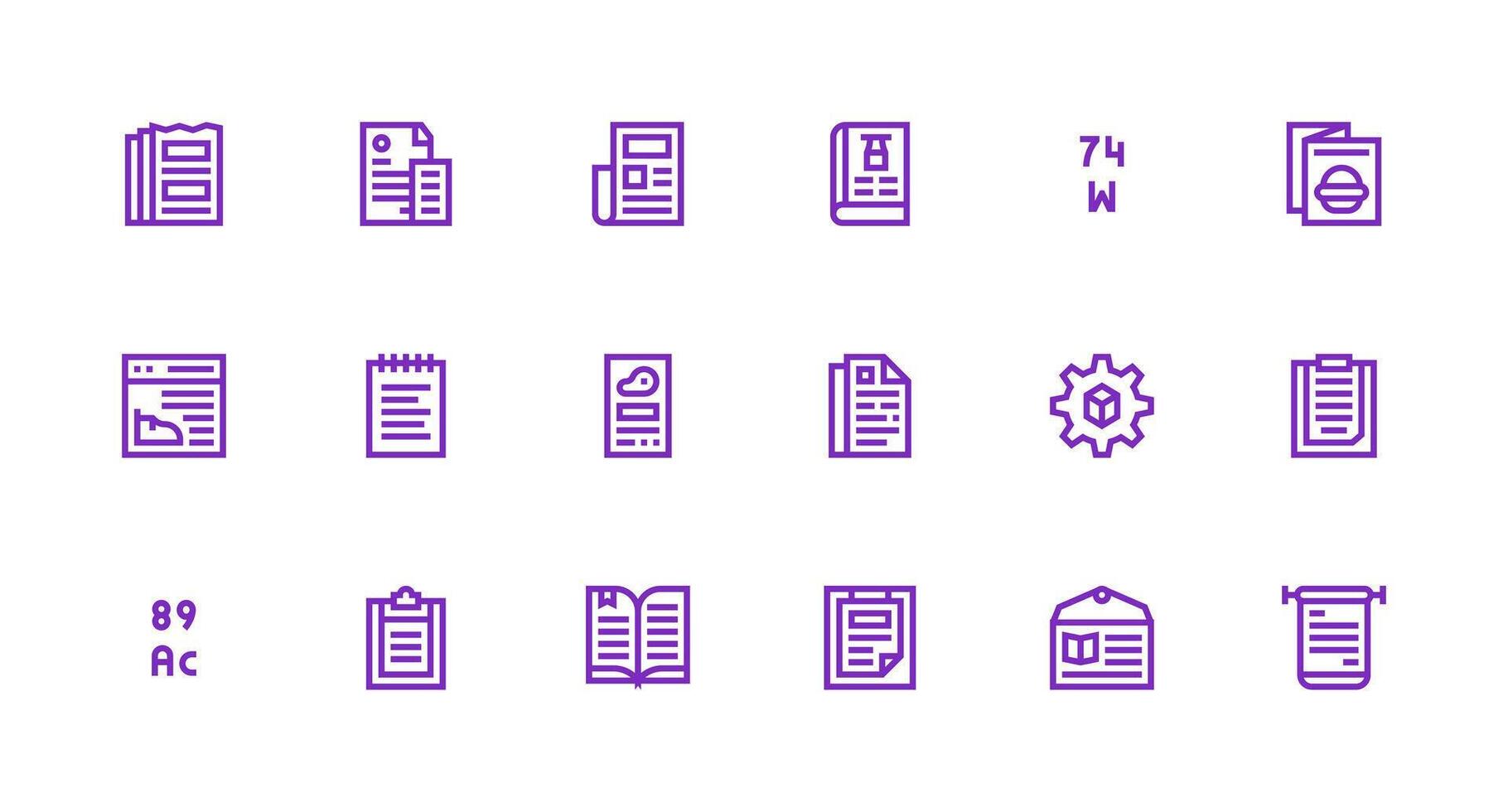 Specifications featuring 18 Icons in Strong Stroke Line Design Responsive Icon Set for Flexible Layouts vector