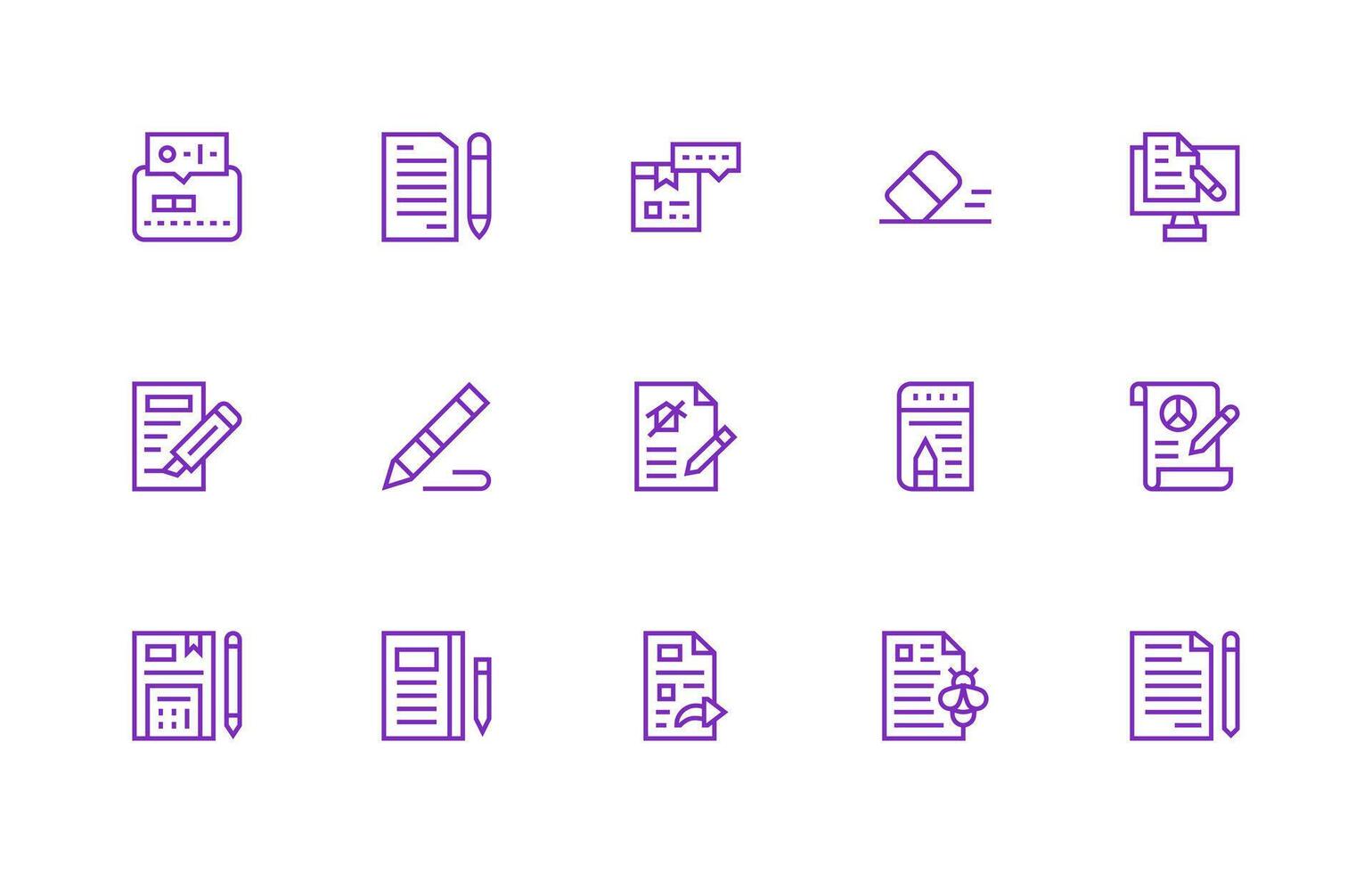 Revision Icon Collection with 15 Regular Line Designs Web Icon Collection vector