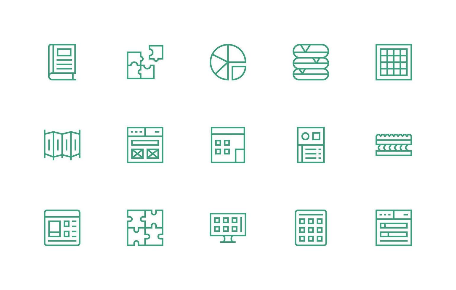 15 Icons for Sections in Regular Line Format All Device Compatible Icon Set vector