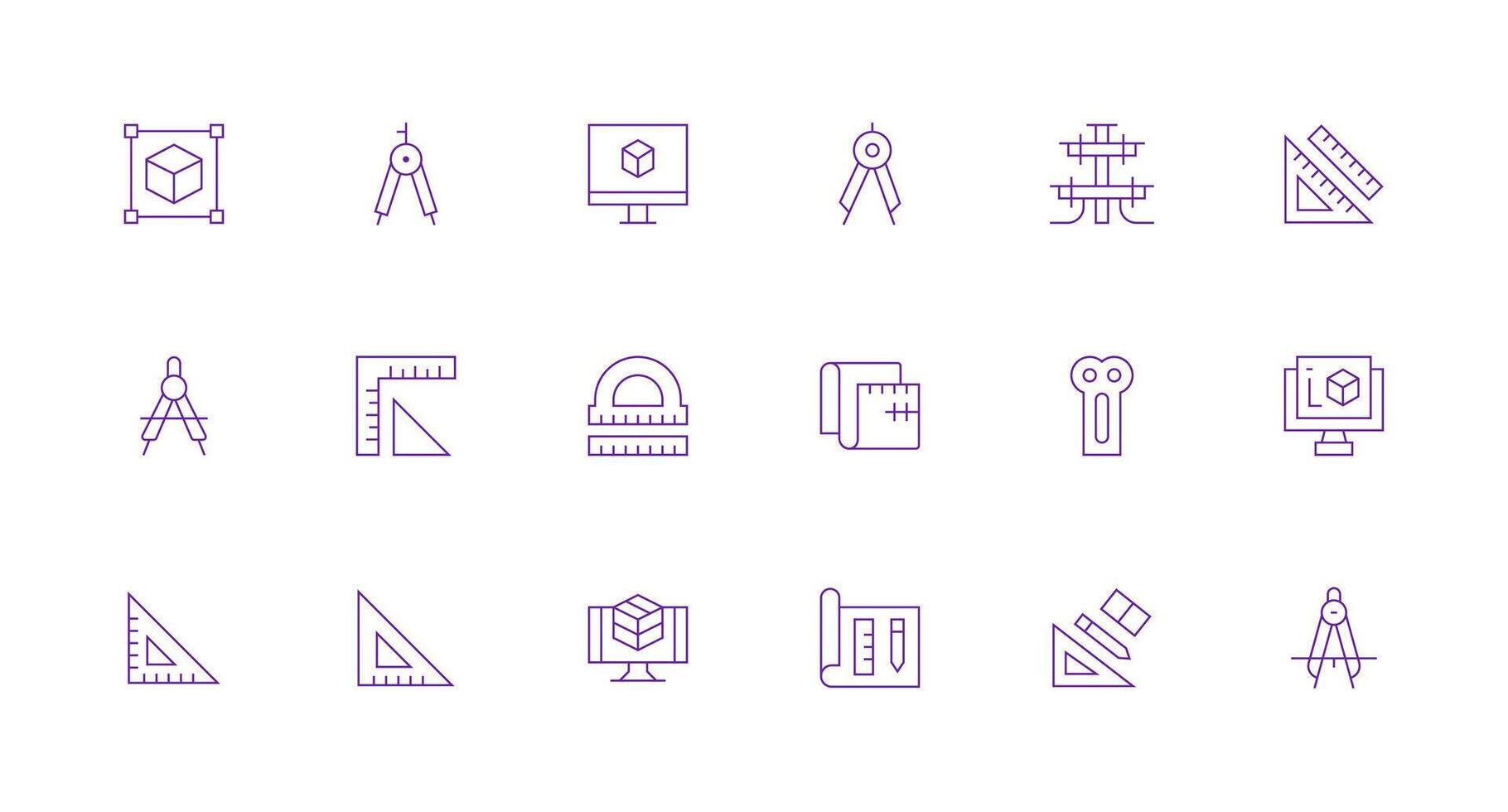 Cad Set with 18 Minimal Line Icons Clean Icon Set Icon Pack for UI Projects vector