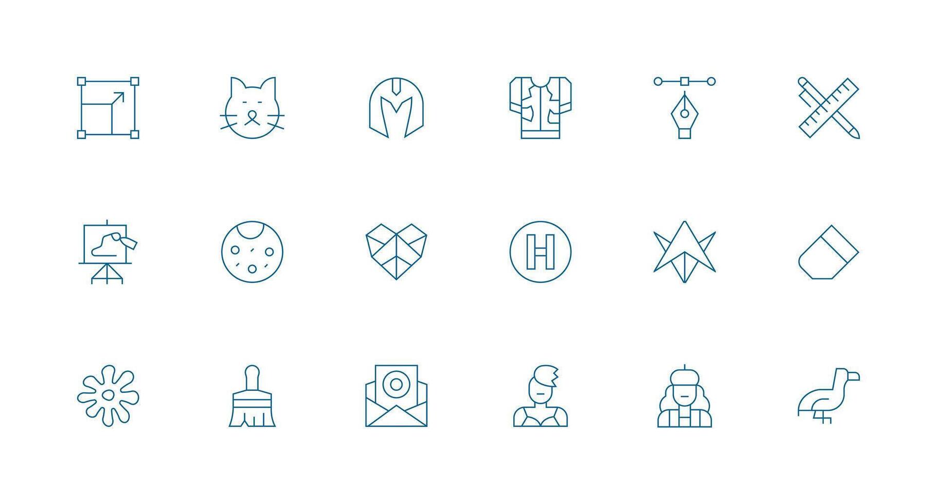 Graphic Design Set with 18 Minimal Line Icons Clean Icon Set Icon Pack for UI Projects vector