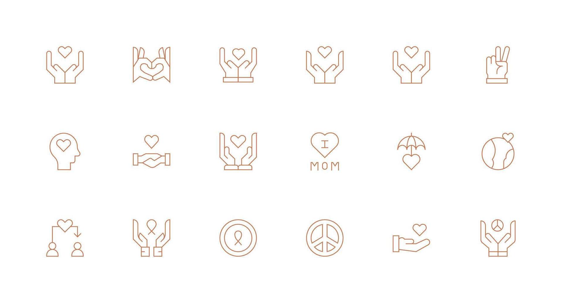 Empathy Visual Pack containing 18 Minimal Line Icons Simplified Icon Pack for Visual Tools vector
