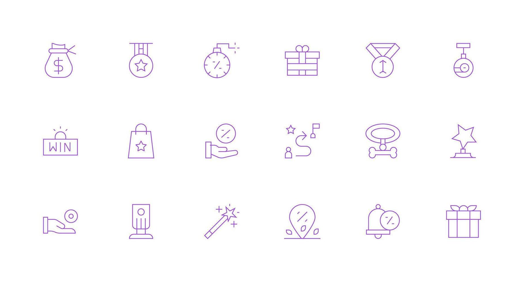 18 Icons for Reward in Minimal Line Format Icon Collection Set vector