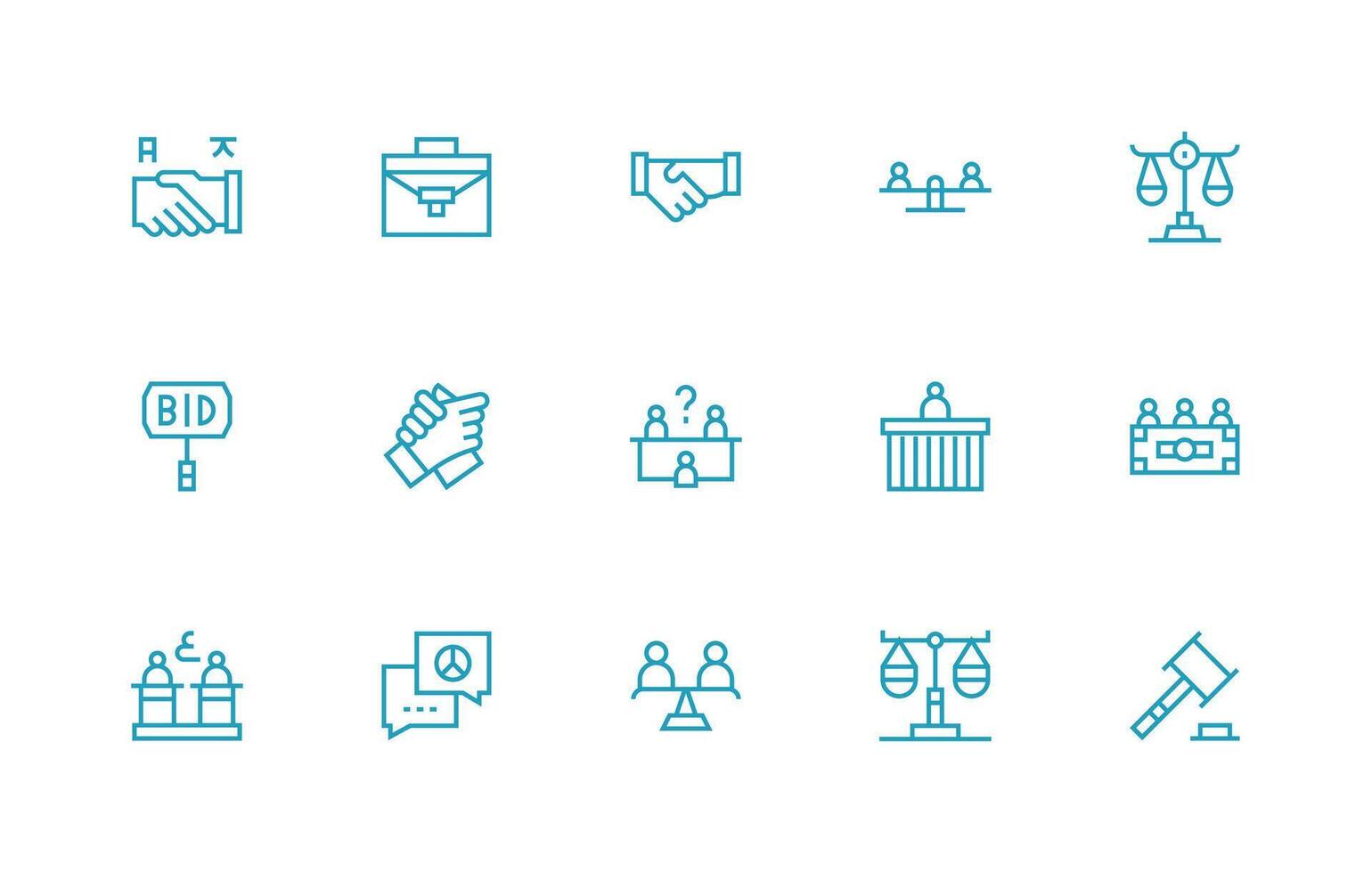 Negotiation Icon Collection with 15 Regular Line Designs Well-Structured Icons for Creative Use vector