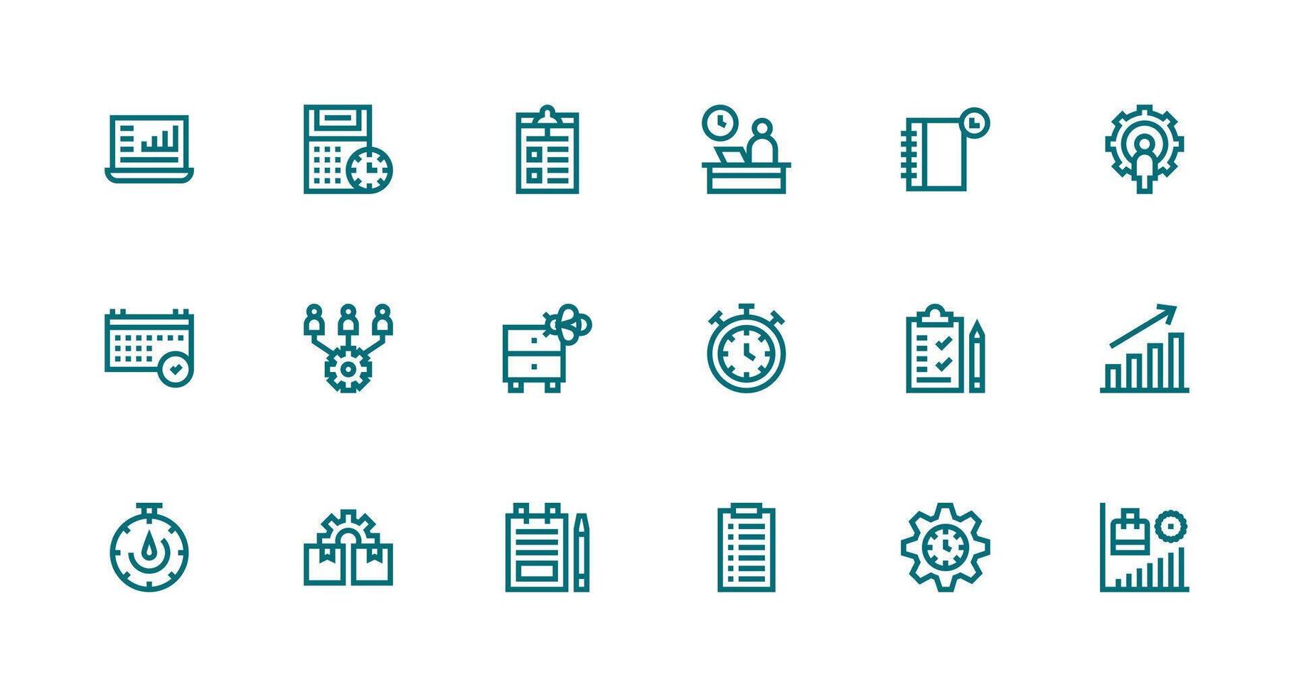 Strong Stroke Line Style Productivity Icons with 18 Vectors Neat Icon Set
