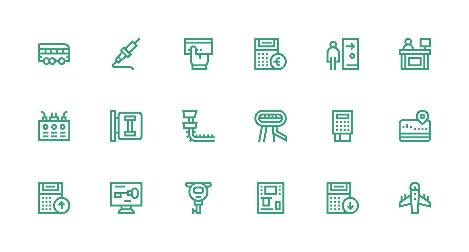 18 Icons for Terminal in Strong Stroke Line Format Layout Icon Collection vector