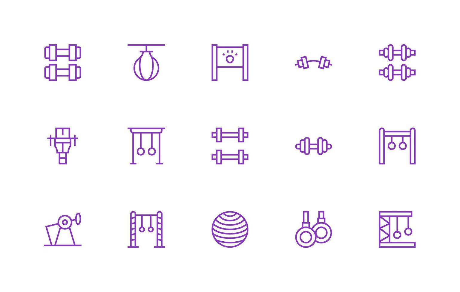Strength Training Icon Set with 15 Regular Line Graphics Digital Icon Collection vector