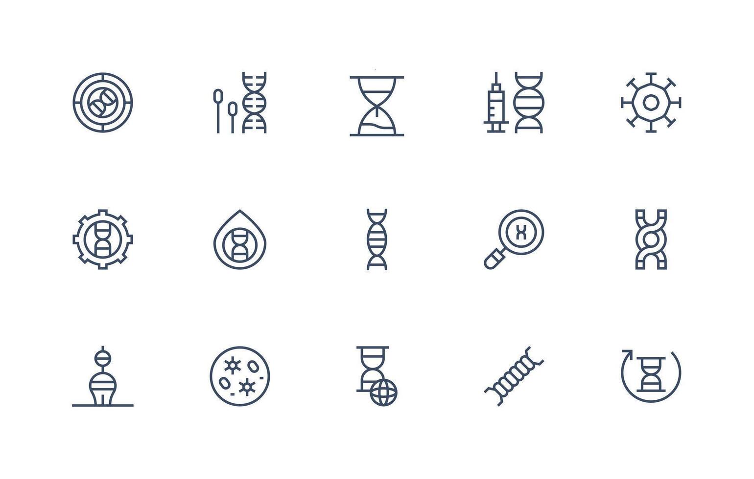 Regular Line Icons from Biotechnology Set with 15 Vectors All Device Compatible Icon Set