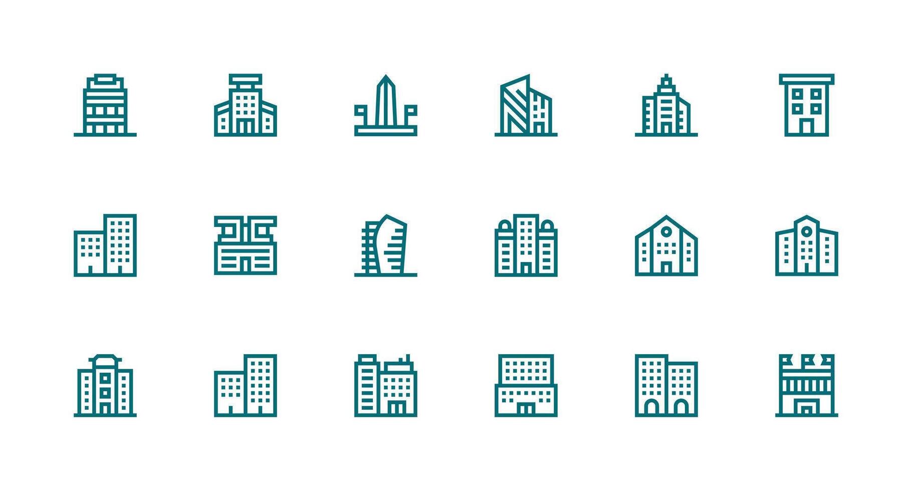 Modern Architecture Icon Collection with 18 Strong Stroke Line Designs Interface Icons for Daily Use vector