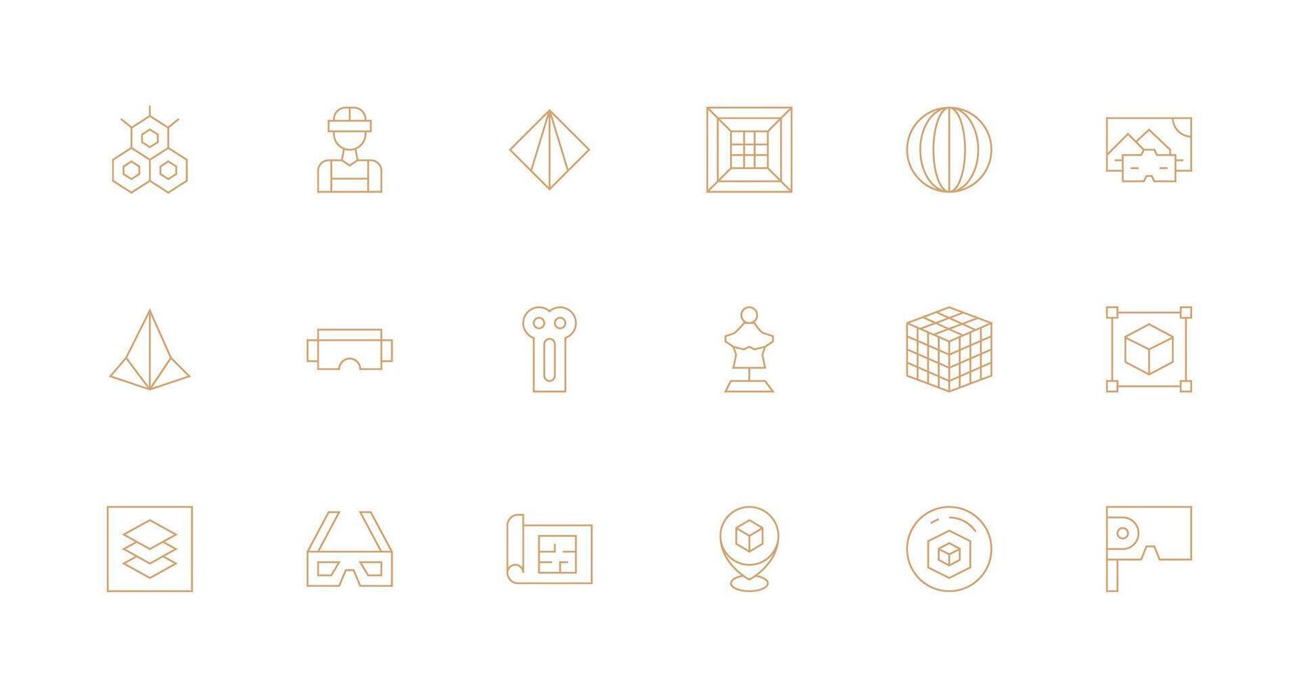 3D Set with 18 Minimal Line Icons Clean Icon Collection for Web Use vector
