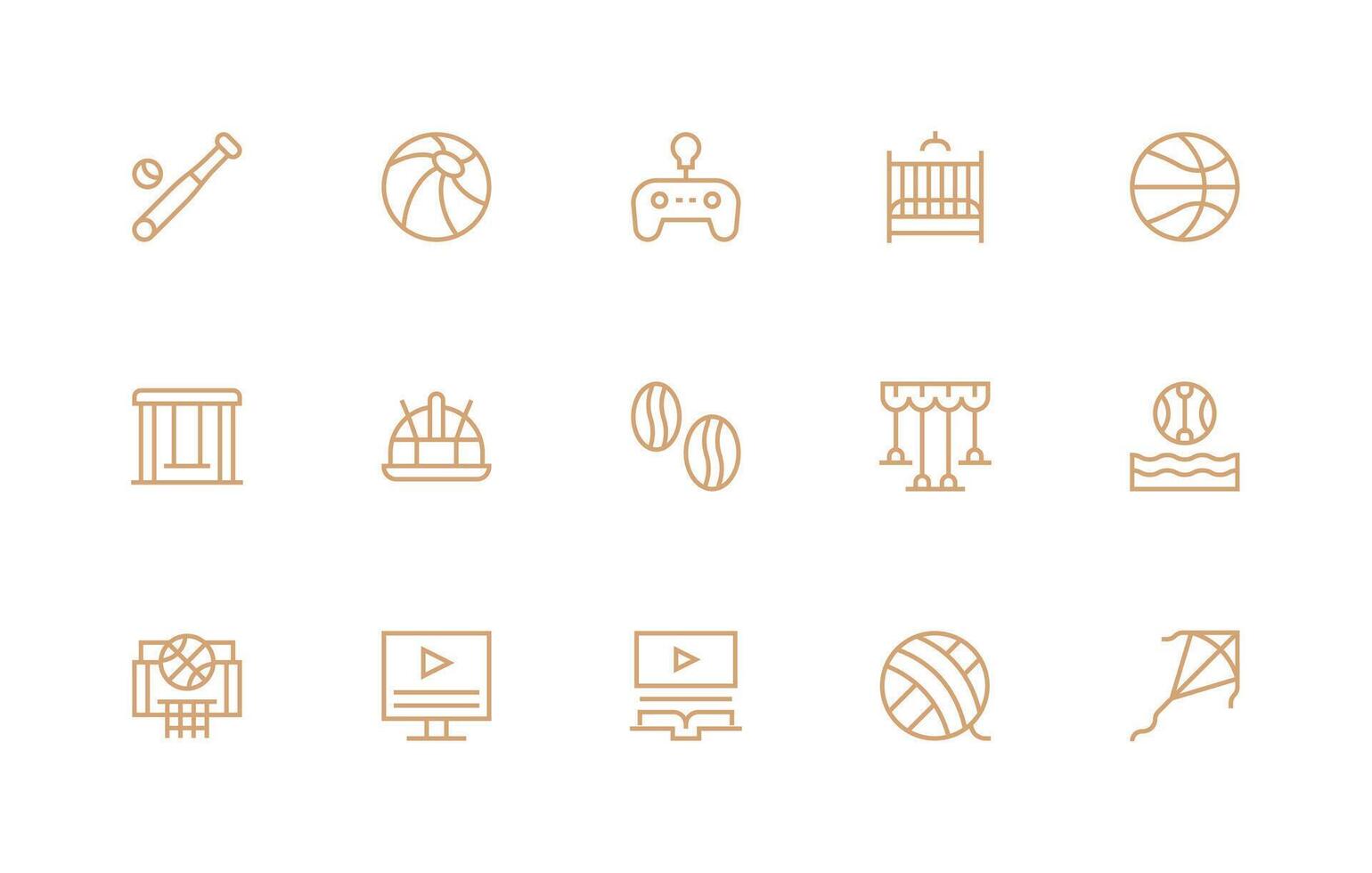 Regular Line Style Play Icons with 15 Vectors Sharp Icons for Presentations
