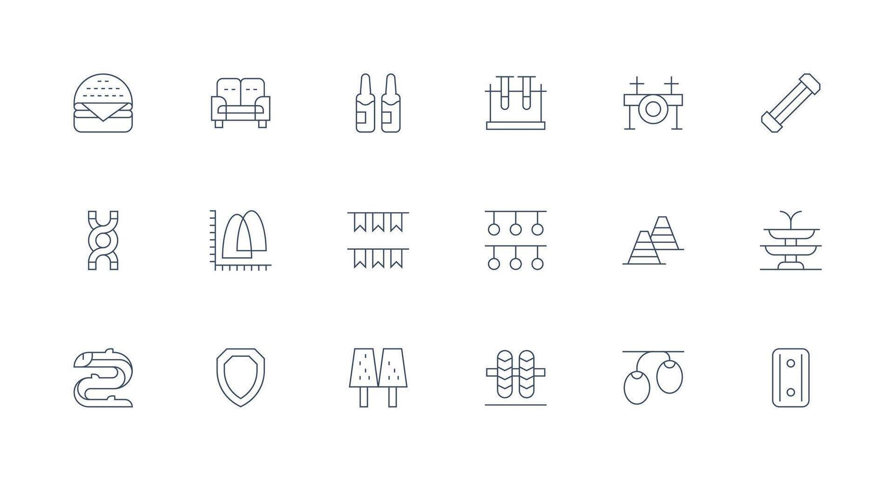 Double Icon Set with 18 Minimal Line Graphics Neutral Style Icons for Any Project vector