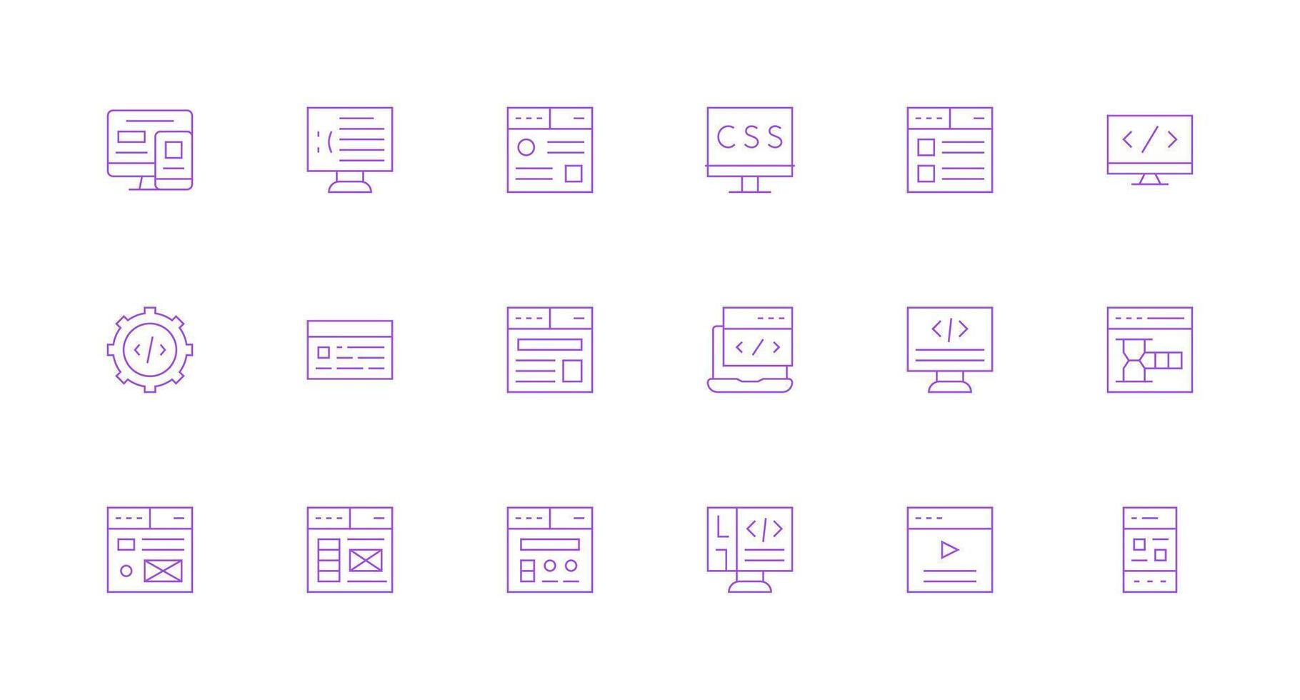 Minimal Line Icons from Html Set with 18 Vectors Clean Set for Layout Prototypes
