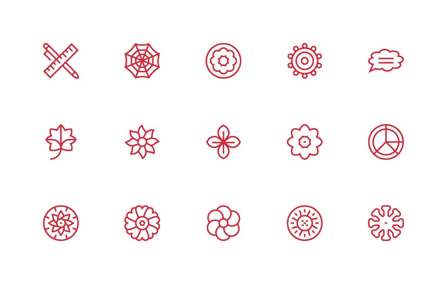 Symmetry featuring 15 Icons in Regular Line Design Multi-Style Icons for Creative Projects vector