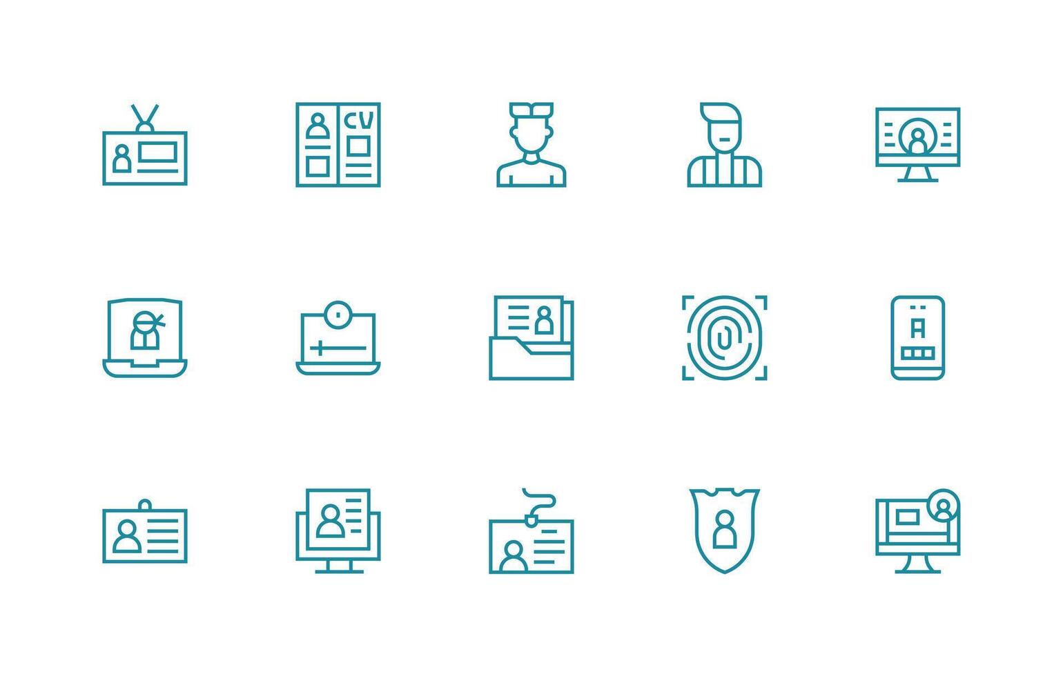 15 Regular Line Vectors for Personal Information Theme Icon Set for Projects