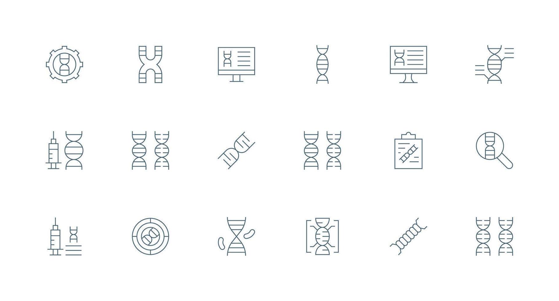Dna featuring 18 Icons in Minimal Line Design All Device Compatible Icon Set vector