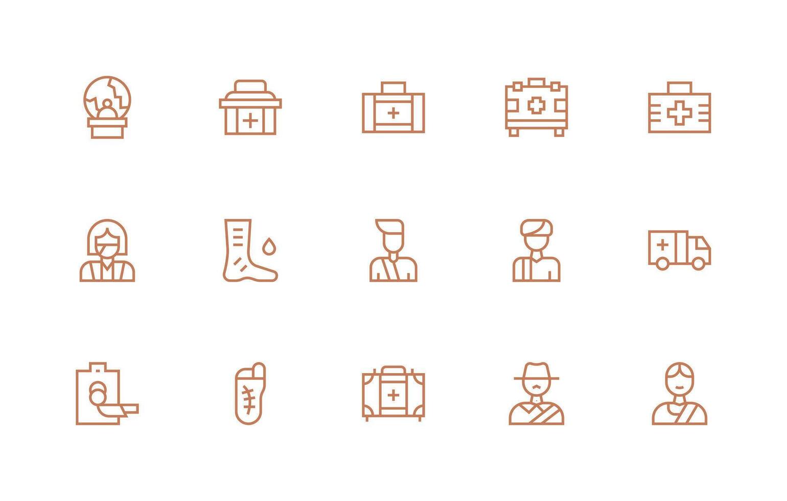 Trauma Icon Set with 15 Regular Line Graphics Clean Icon Set Icon Pack for UI Projects vector