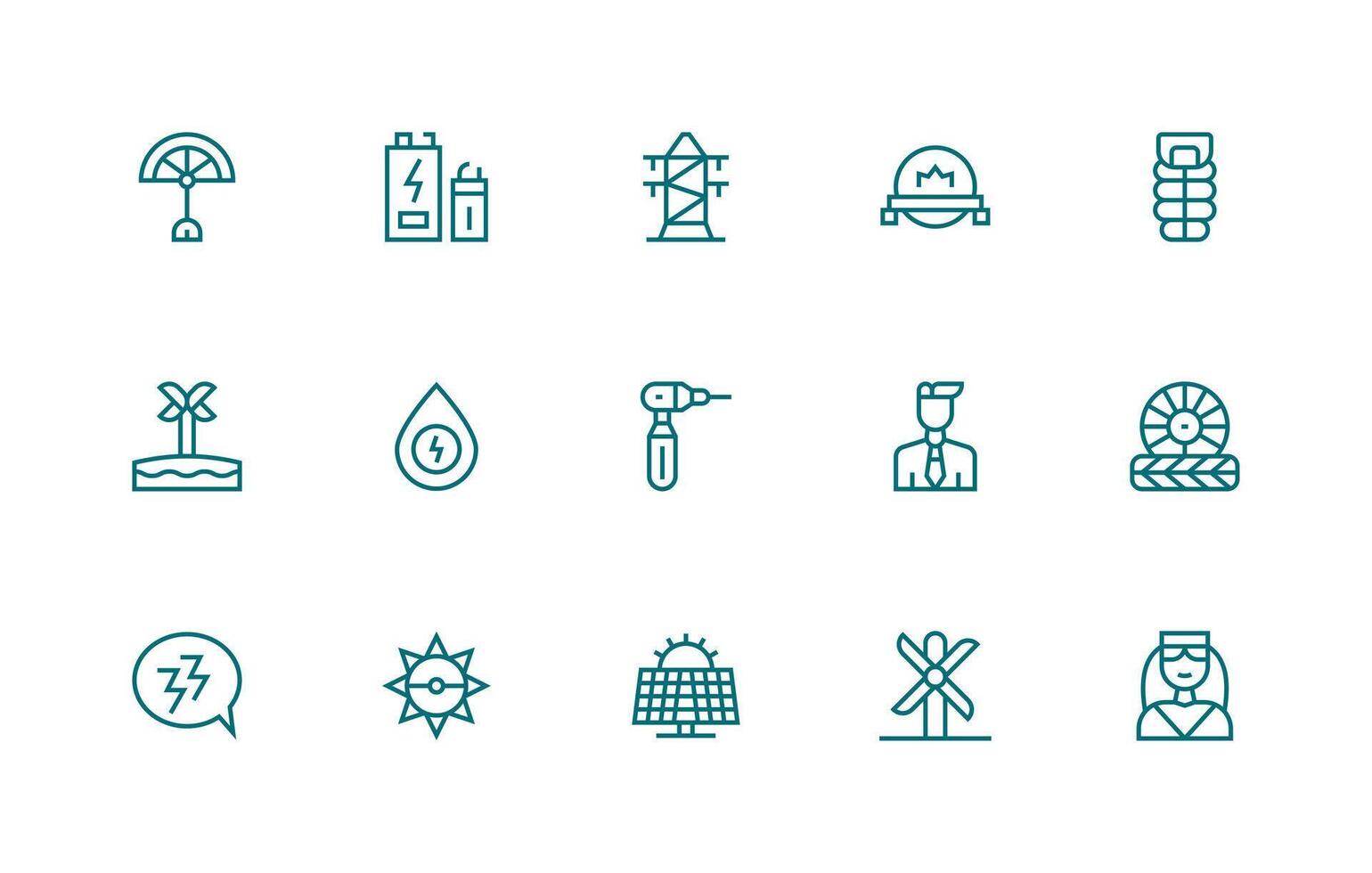 Power Set with 15 Regular Line Icons User Interface Icons for Digital Products vector