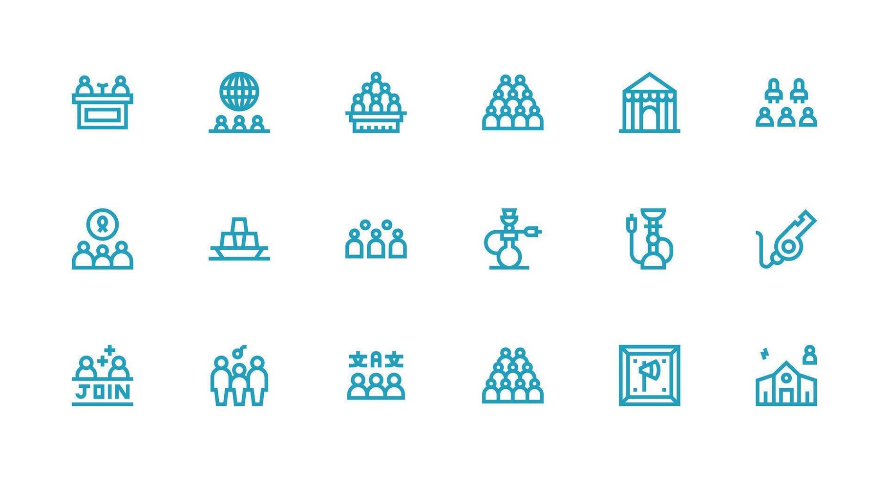 Gathering featuring 18 Icons in Strong Stroke Line Design Web Icon Collection vector