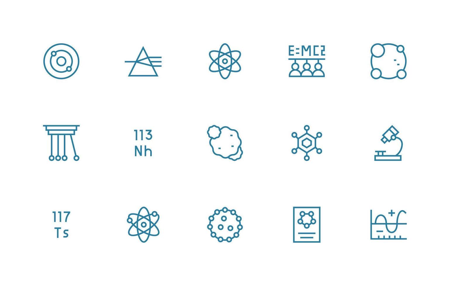 Physics Visual Pack containing 15 Regular Line Icons Pixel Perfect Icon Set vector