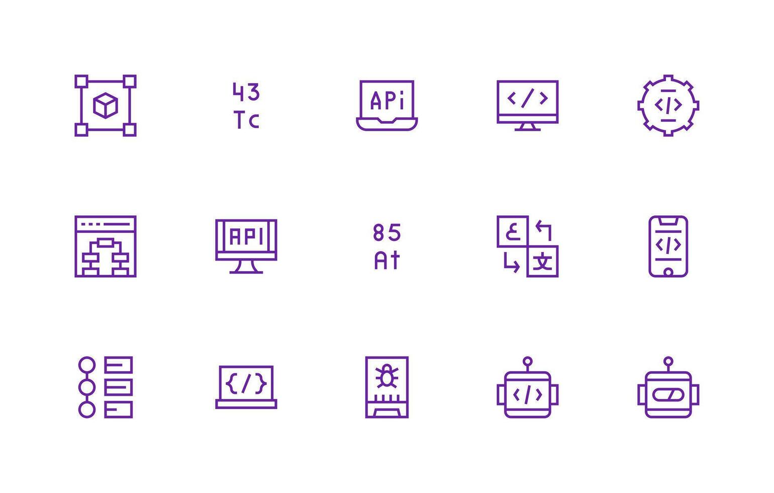 15 Regular Line Icons for Programming Graphics Reliable Icons for All Interfaces vector