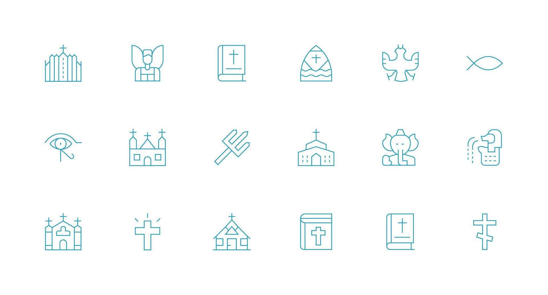 18 Minimal Line Style Icons from God Collection All Device Compatible Icon Set vector