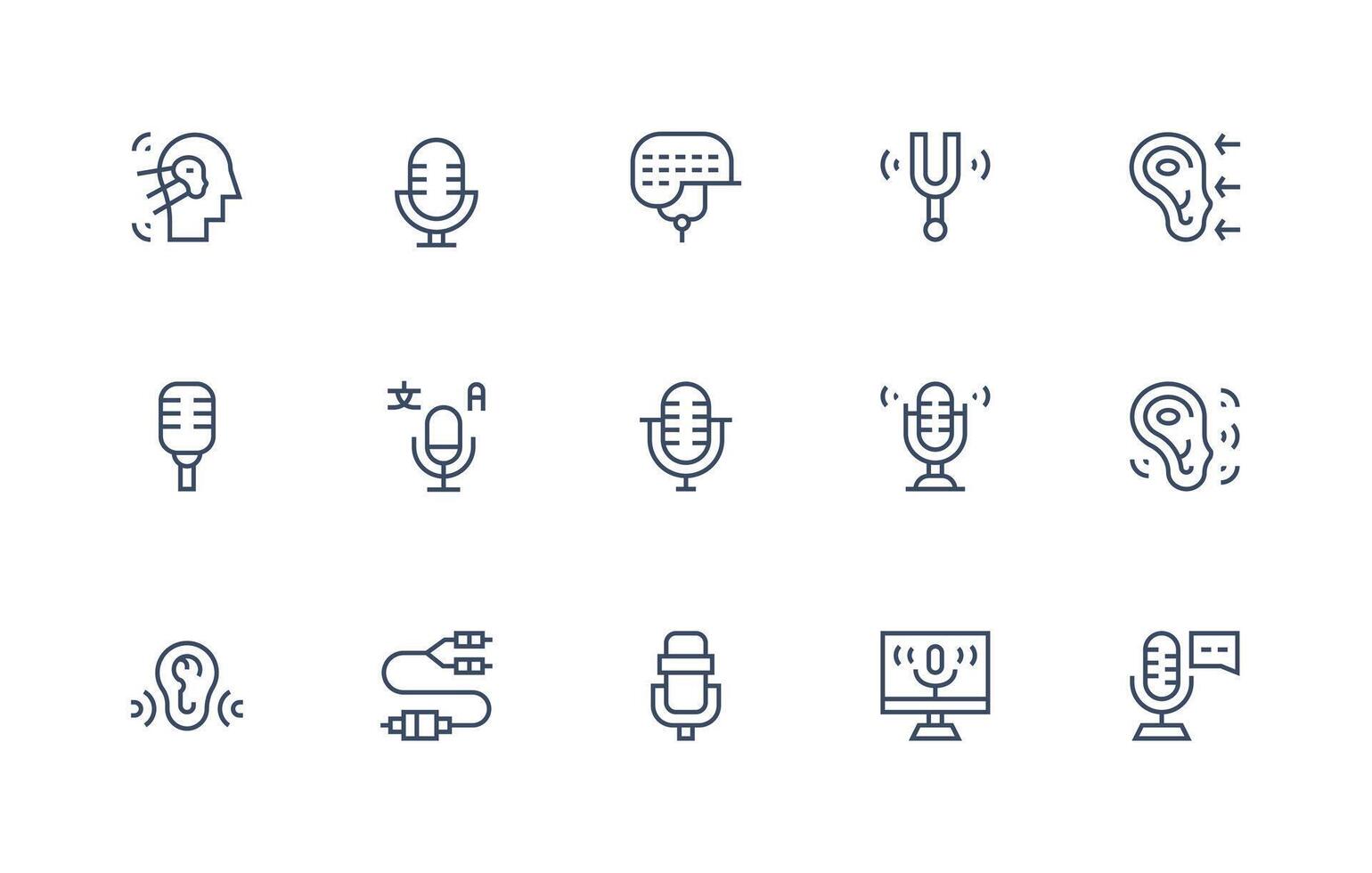 15 Audio Input Icons in Regular Line Aesthetic Clean Icon Set Icon Pack for UI Projects vector