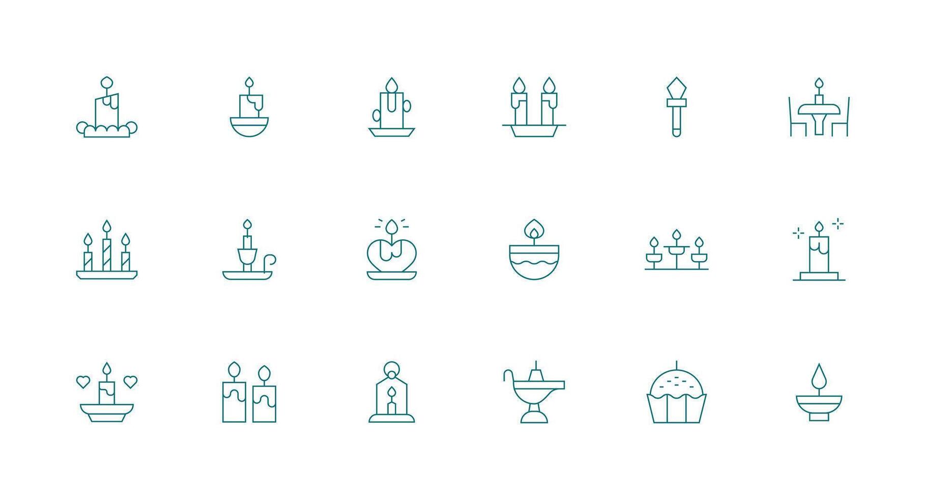 Candle featuring 18 Icons in Minimal Line Design Interface Icons for Daily Use vector