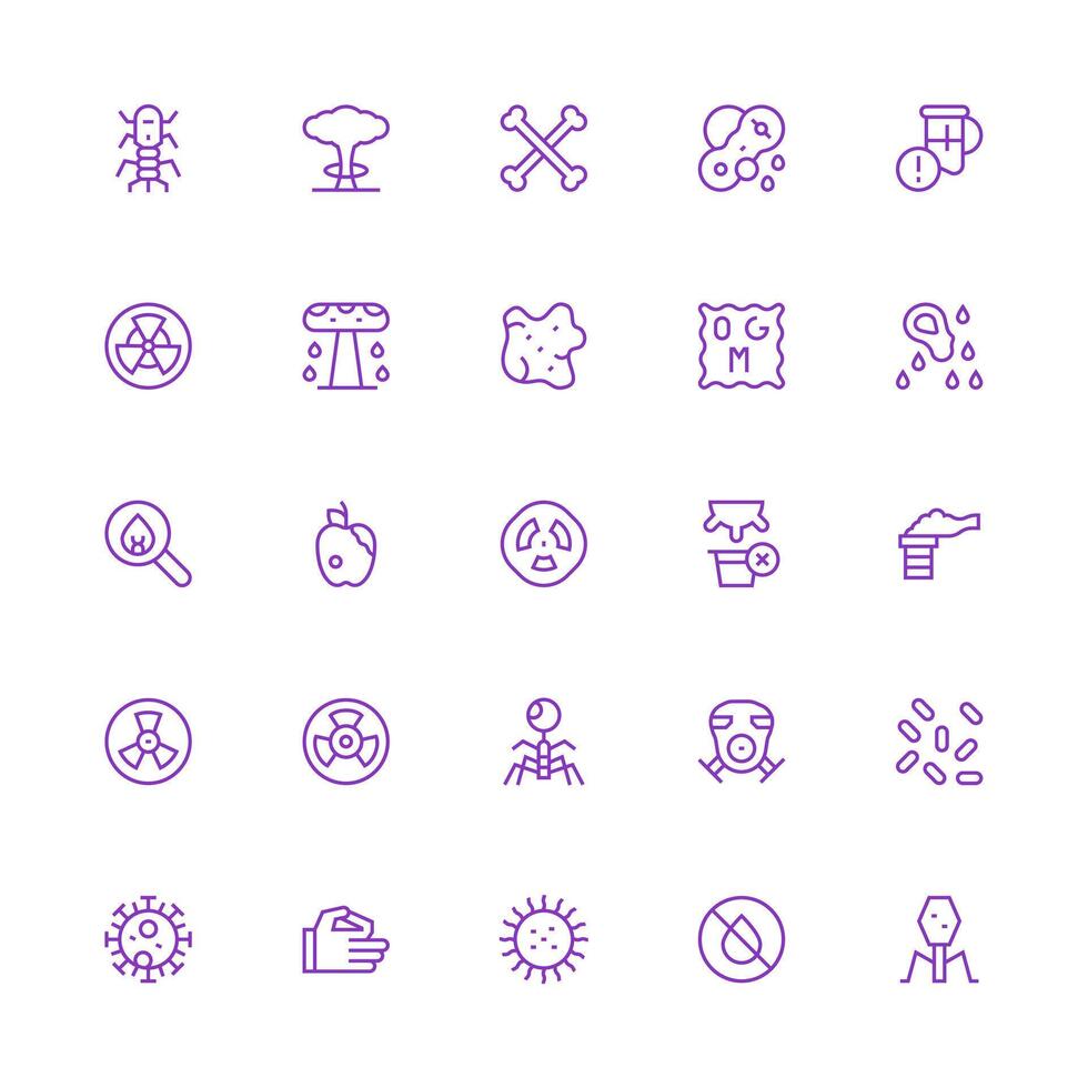 25 Medium Stroke Outline Style Icons from Contamination Collection Icons Built for Visual Consistency Pack vector