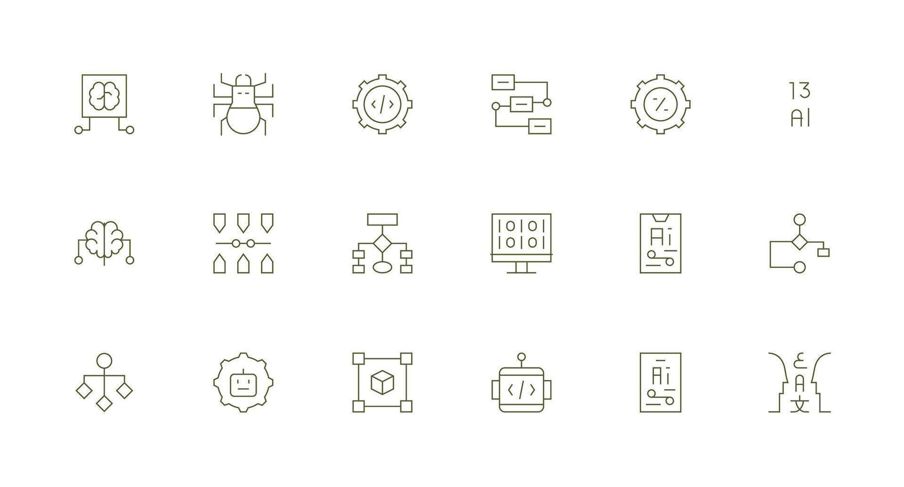 Minimal Line Style Algorithm Icons with 18 Vectors Line Icon Collection