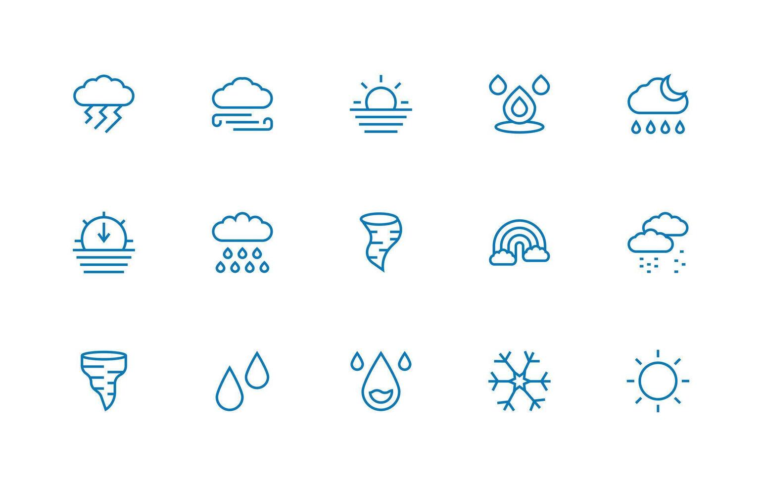 Weather Icon Icon Collection with 15 Regular Line Designs Full Icon Library for UI Designers vector