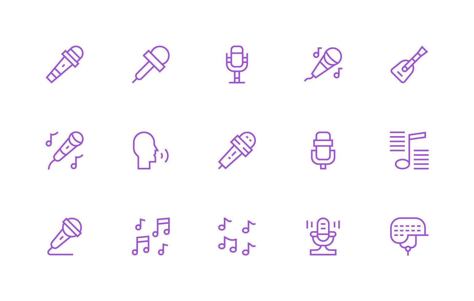 Vocal including 15 Regular Line Illustrations Clean Icon Set Icon Pack for UI Projects vector