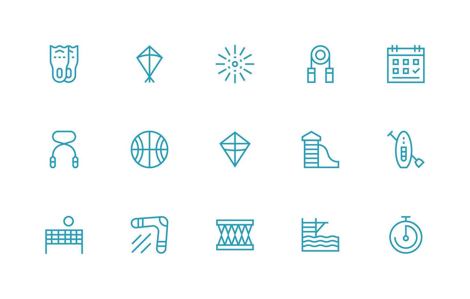Activity featuring 15 Icons in Regular Line Design Fully Editable Icon Set for Web vector