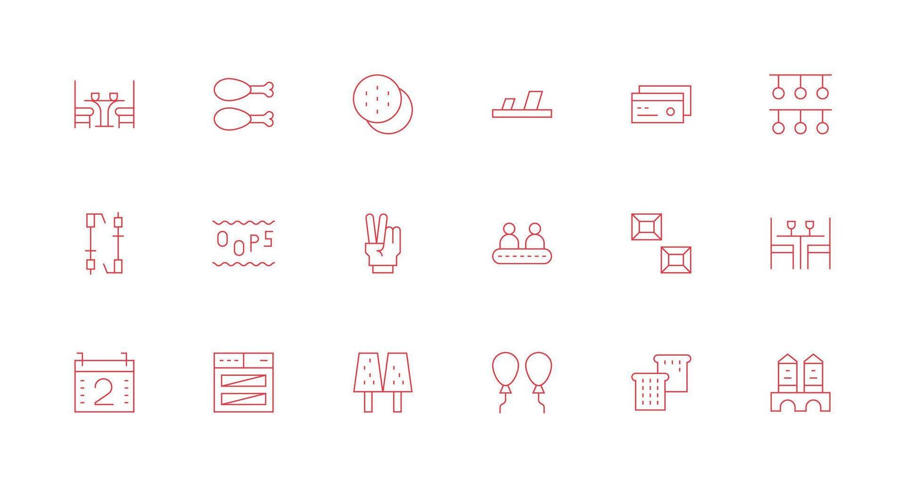 dos diseño íconos presentando 18 en mínimo línea estilo icono conjunto para web vector