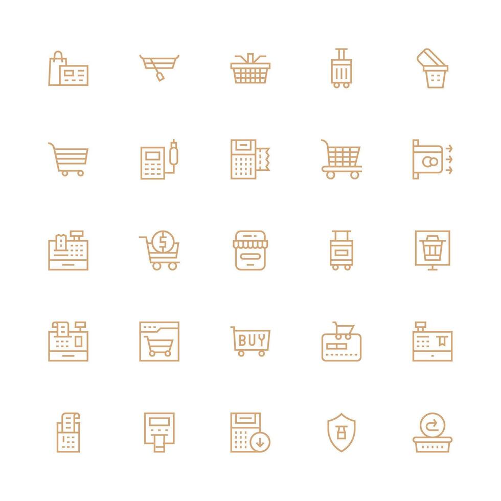 25 Medium Stroke Outline Style Icons from Checkout Collection Multi-Purpose Icon Set vector