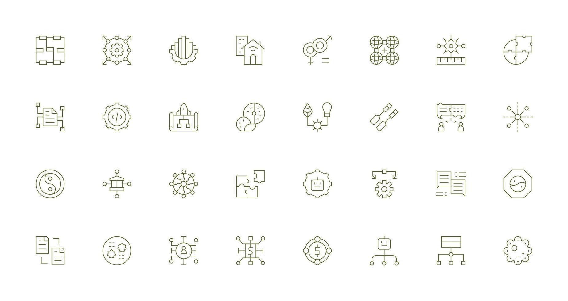 Thin Line Icons from Integration Set with 32 Vectors Essential Icons for Rapid UI Building