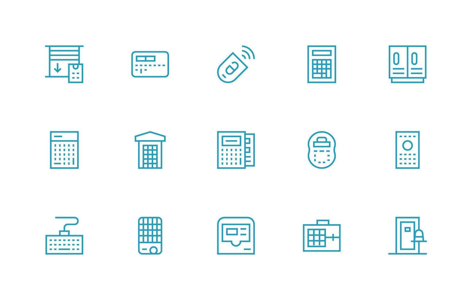 Keypad Design Icons featuring 15 in Regular Line Style Design Icon Pack vector