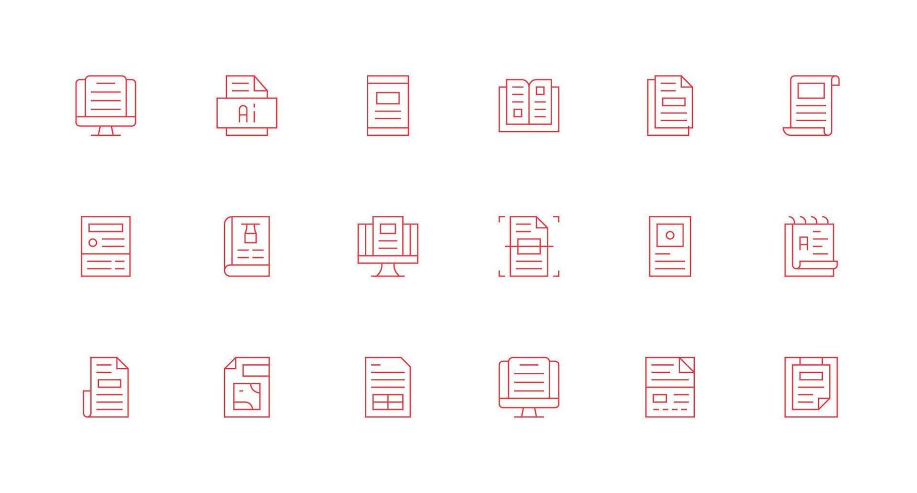 18 Minimal Line Style Icons from Pdf Collection Layout Icon Collection vector