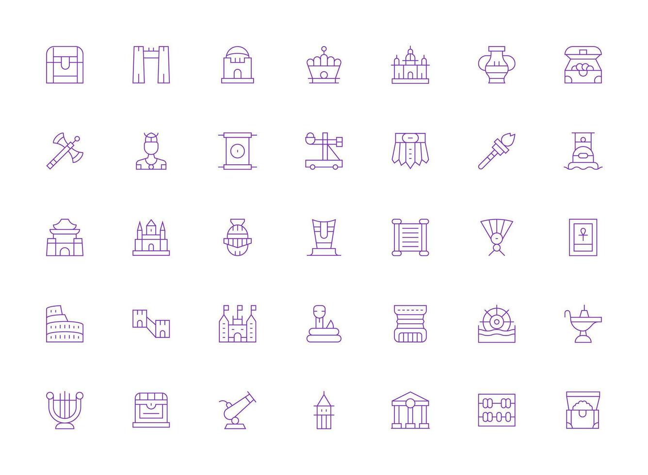 35 Icons for Ancient in Light Line Format Neatly Designed Icons for Web Platforms vector