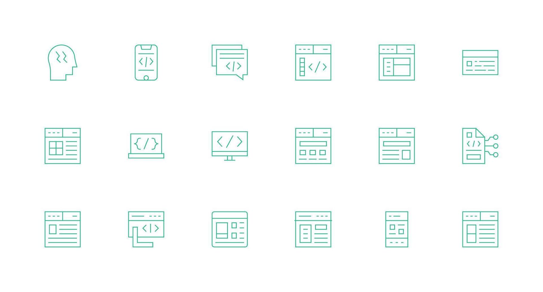 css presentando 18 íconos en mínimo línea diseño ui icono conjunto vector