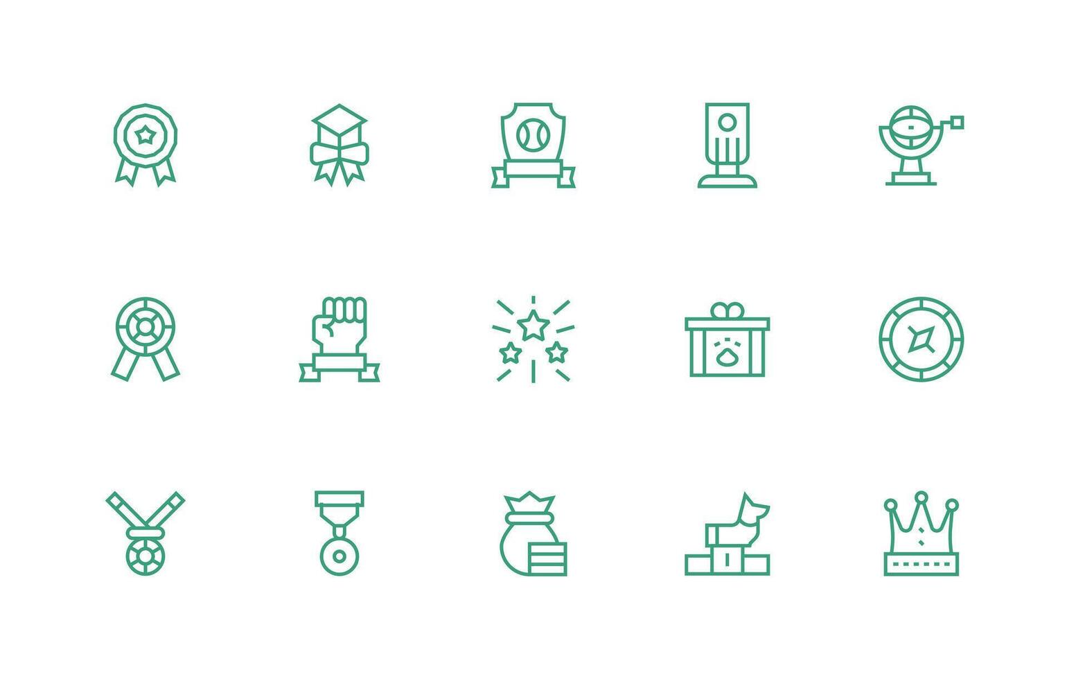 15 Regular Line Designs for Prize Icons UI-Ready Icon Collection vector