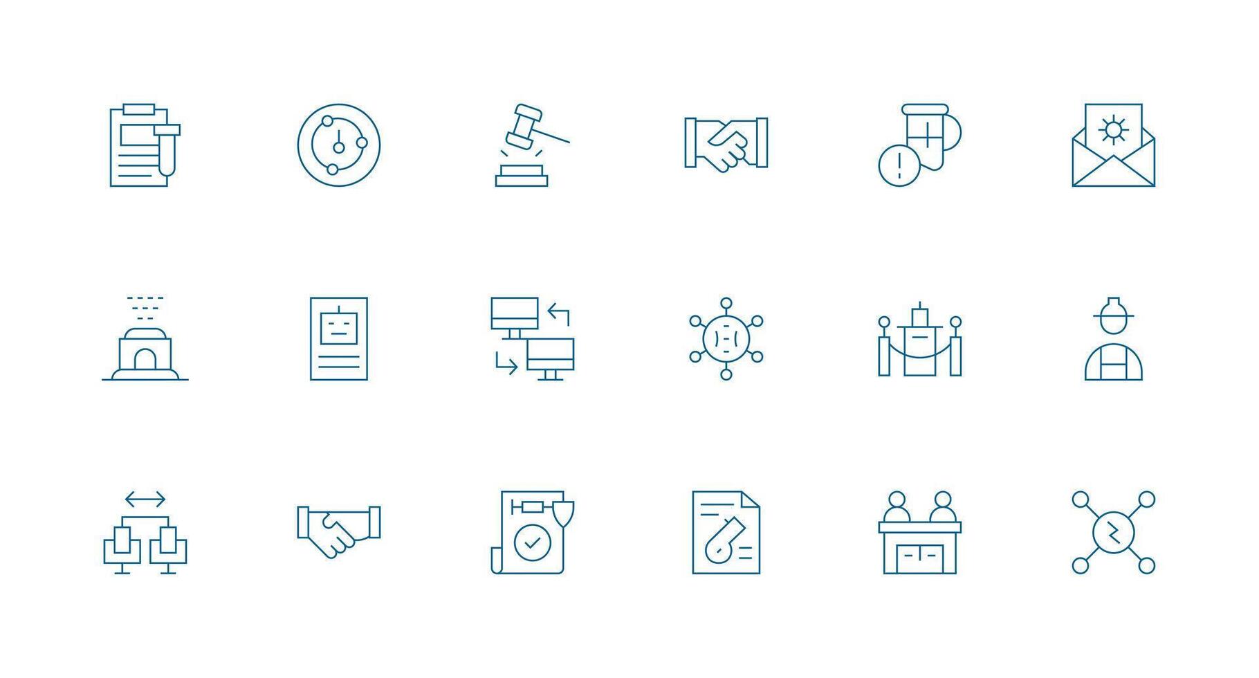 Protocol Icon Set with 18 Minimal Line Graphics UI and UX Focused Icon Collection vector
