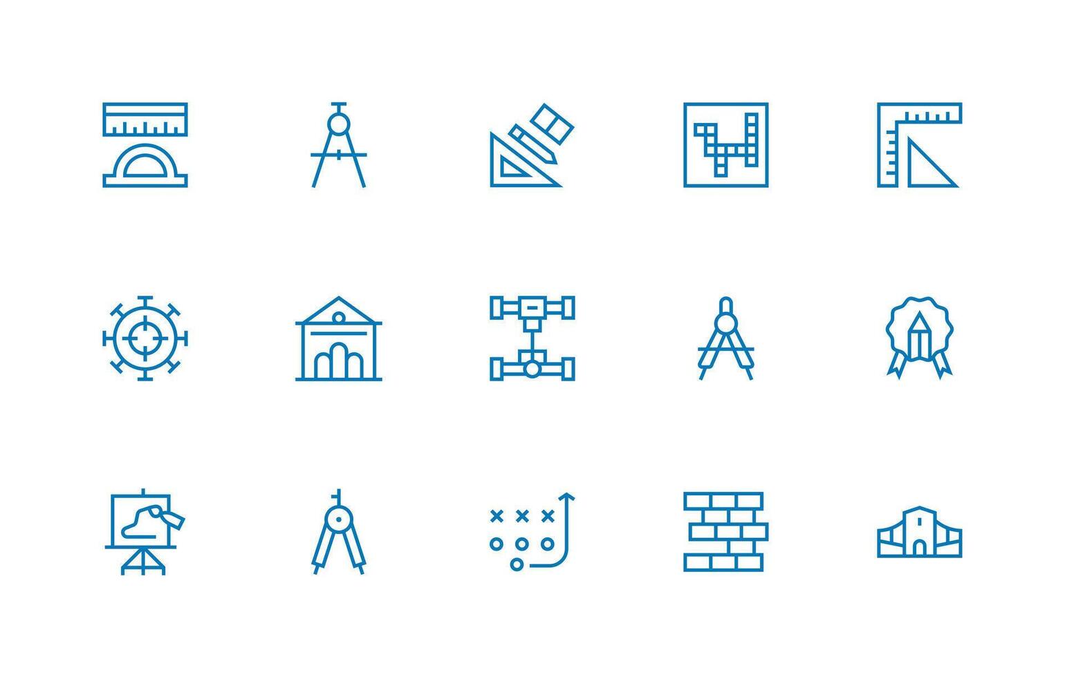 Blueprint Visual Pack containing 15 Regular Line Icons Responsive Icon Set for Flexible Layouts vector