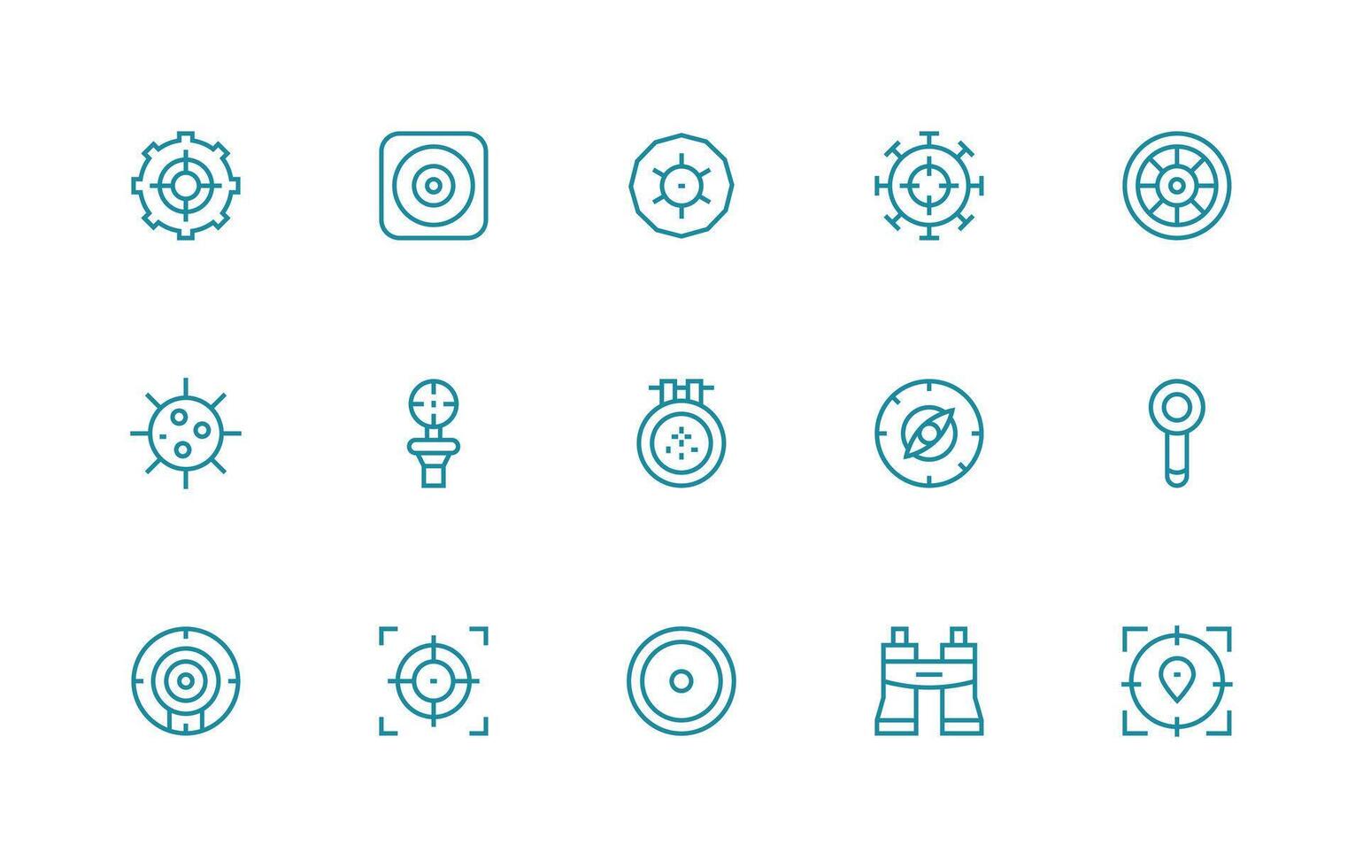 15 Icons for Scope in Regular Line Format Icon Set for Web vector