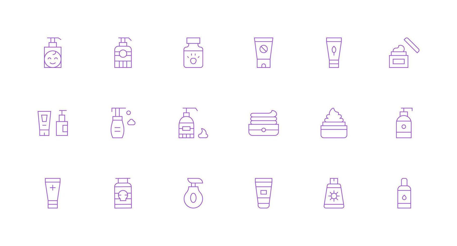 18 Icons for Lotion in Minimal Line Format Essential Icons for Rapid UI Building vector