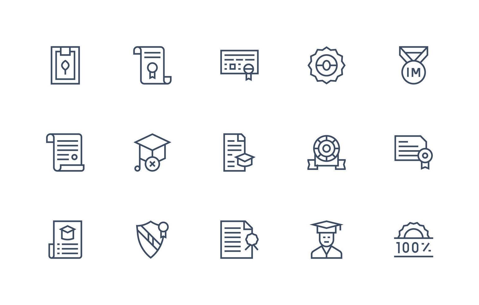 15 Icons for Certification in Regular Line Format Scalable Icon Pack vector